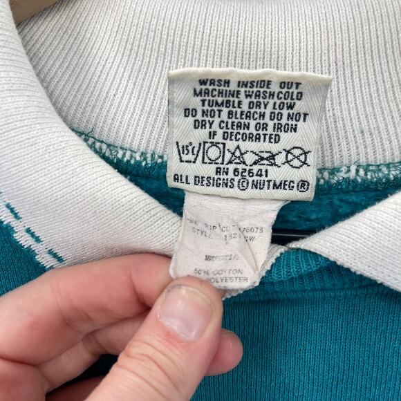 Vintage Nutmeg 90s Farm Girl Sweatshirt Womens Lg Double Collar Cottage Prairie - Picture 9 of 15